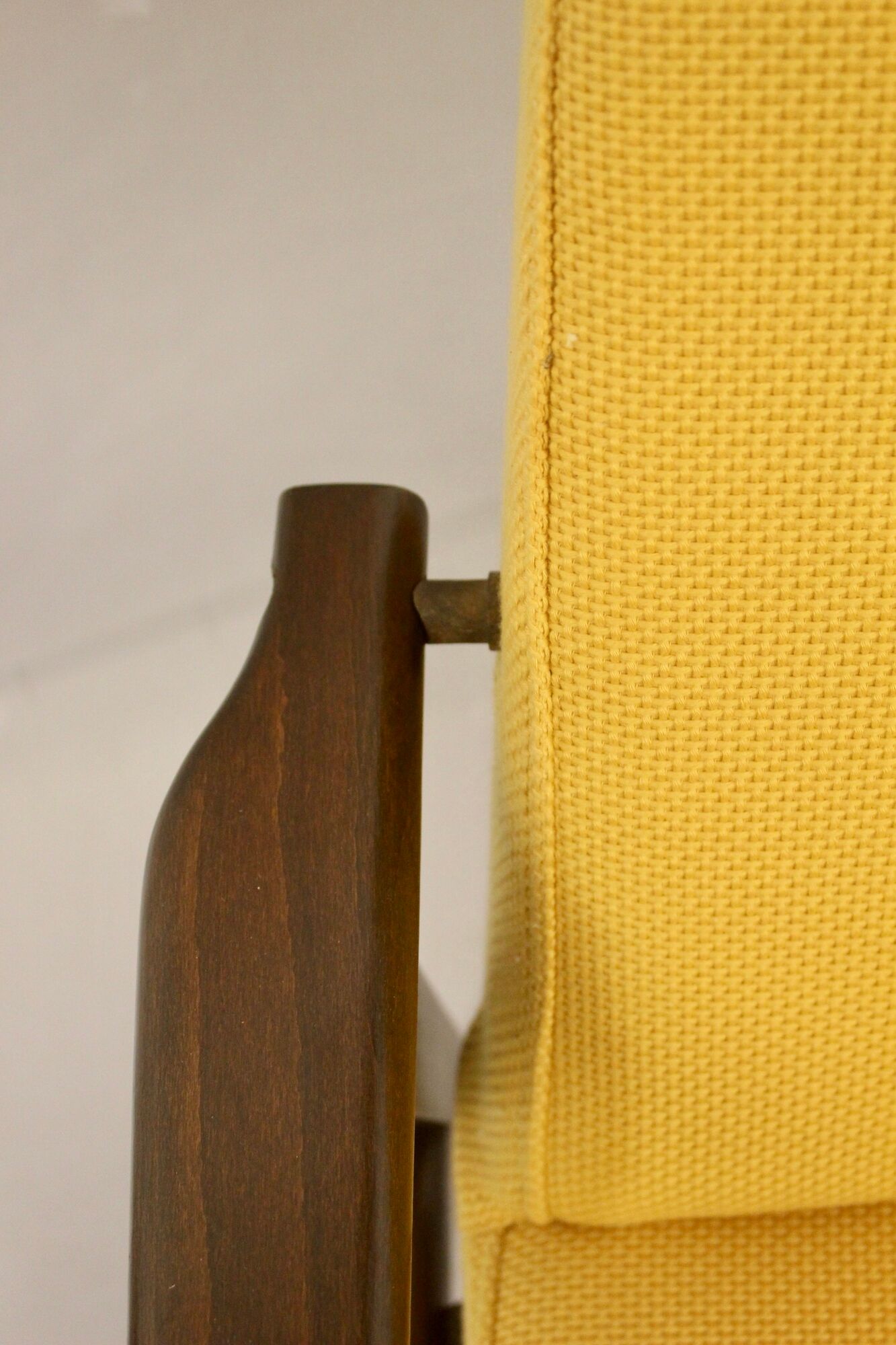 Armchair Henryk Lis 300-190 years 1970 yellow fabric Pierre Frey.