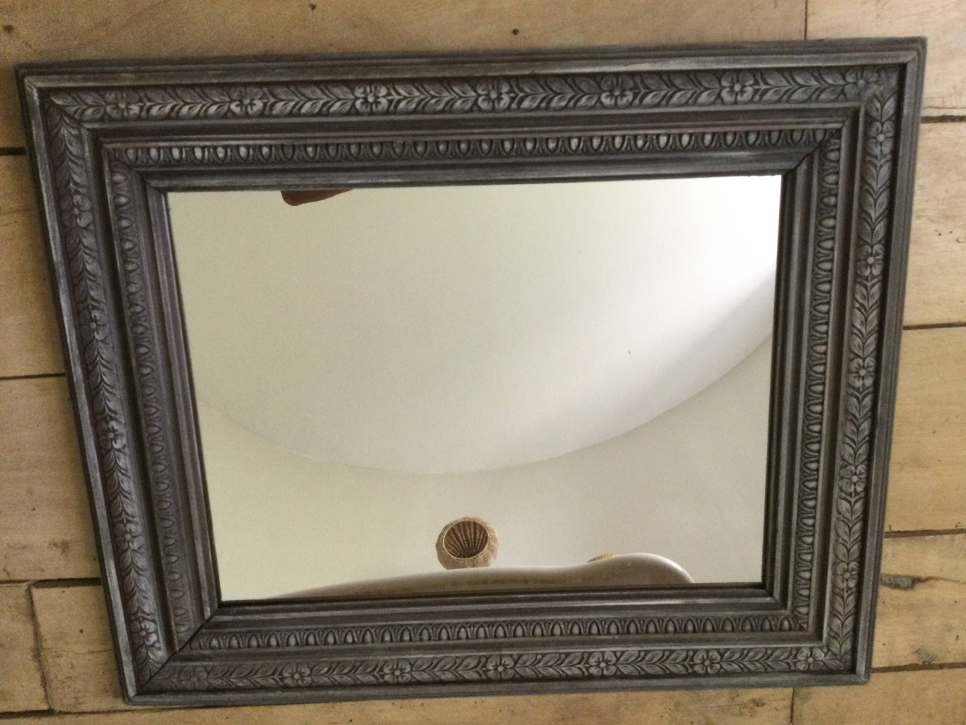 Antique patinated wood mirror
