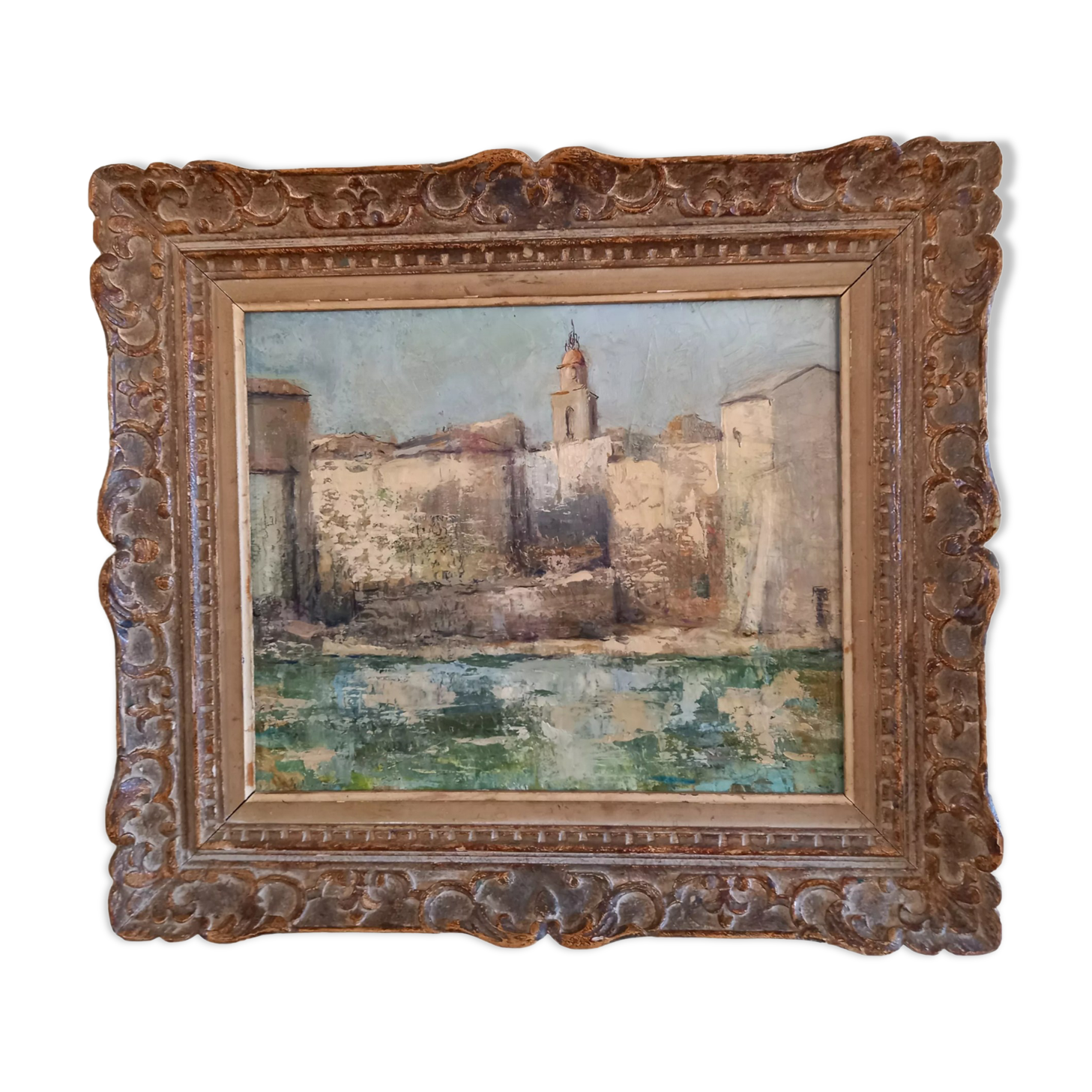 Tableau de raymond vernet  " clocher de  la  baie  de  saint  tropez "