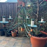 Chandelier 5 branches in green metal
