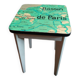 Tabouret en bois upcyclé "Paris"