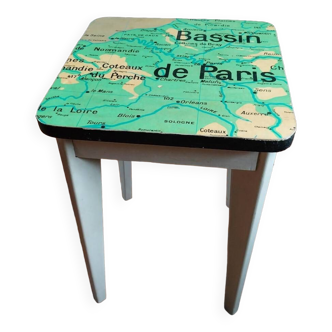 Upcycled wooden stool "Paris"