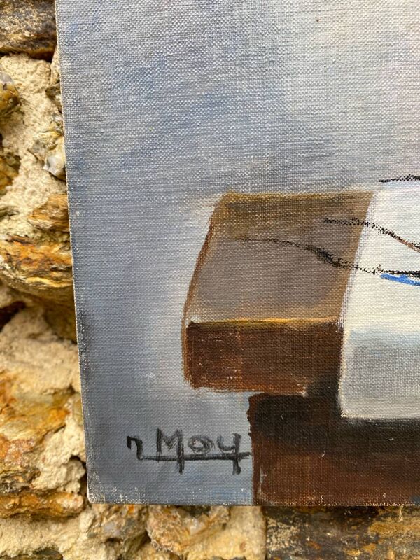 Peinture bouquet fleurs séchées J.Moy