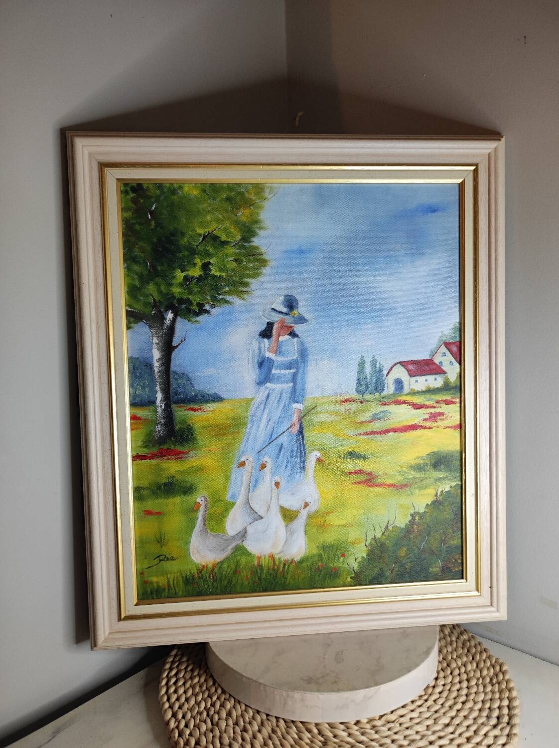 Painting of the woman with geese