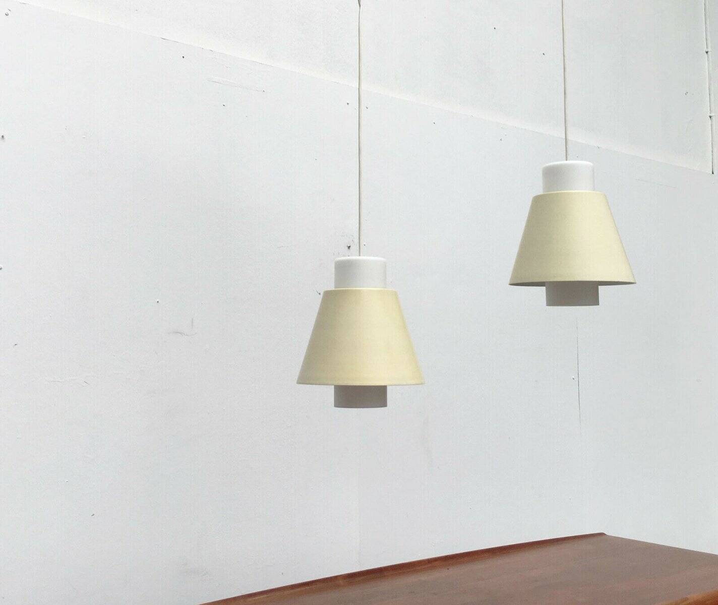 Glass and metal suspensions from the Mid-Century period, set of 2.