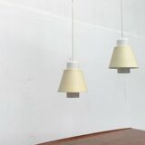 Glass and metal suspensions from the Mid-Century period, set of 2.