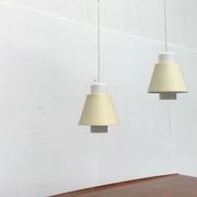 Glass and metal suspensions from the Mid-Century period, set of 2.
