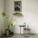 Bauhaus art deco console table in wood and chrome