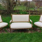 Banquette ancienne style louis xvi avec ses deux chaises