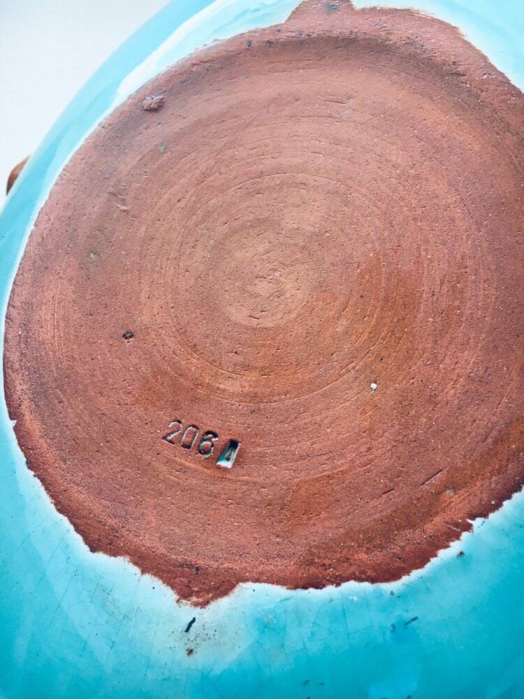 Vintage studio art pottery candy bowl by Alexandre De Wemmel, Belgium, 1950s.