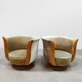 Pair of Art Deco "Tulip" armchairs from the "Le Malandre" hotel