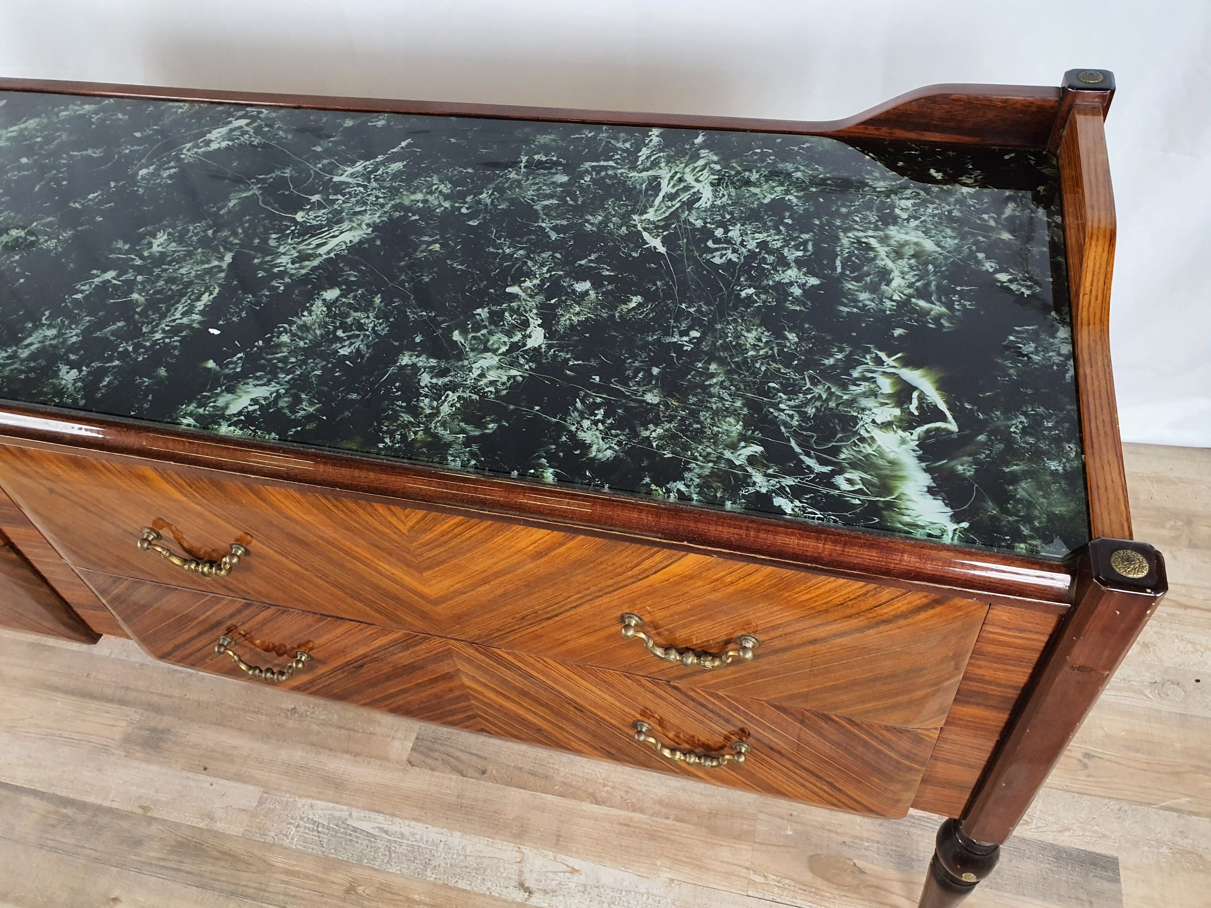 1960s sideboard in mahogany, glass and brass