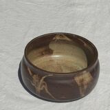 A small stoneware bowl, brown exterior, speckled grey interior D15