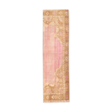 2x7 pink and brown turkish runner rug, 204x58cm
