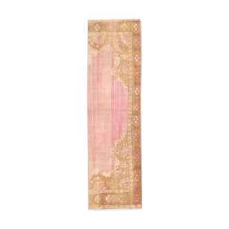 Tapis coureur turc rose et brun, 204x58cm