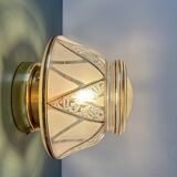 Vintage Art Deco white and gold glass globe wall/ceiling light.