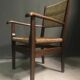 1930's Dutch oak and rush armchair.