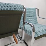 Set of 2 Italian chairs in chrome frame and completely reupholstered