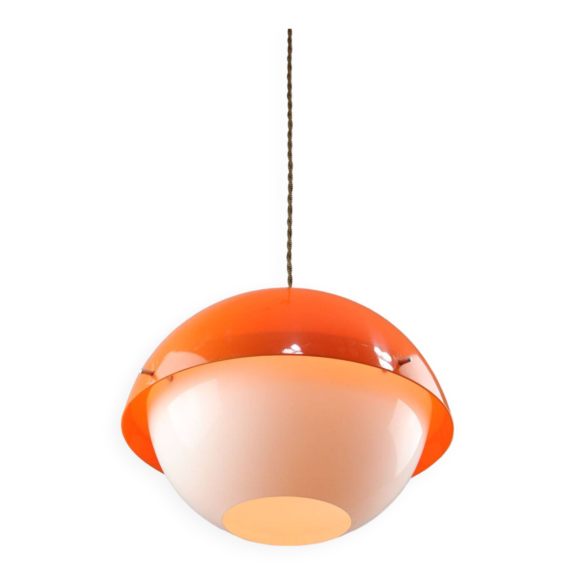 Space Age Italian Orange Plexiglass Pendant Lamp, 1970s