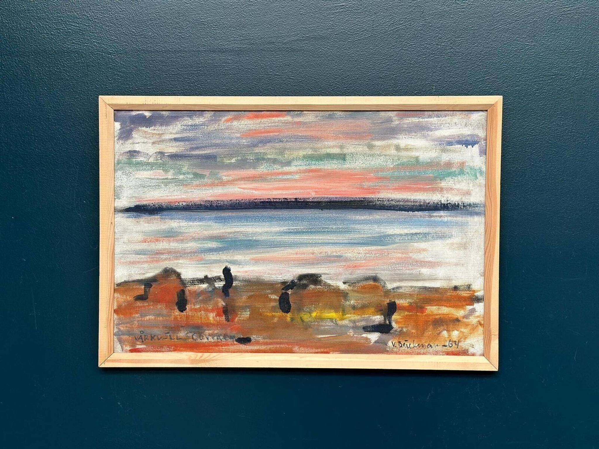 Swedish Oil Painting – “Vårkväll i Göviken” by Vidar Bäckman – Vintage