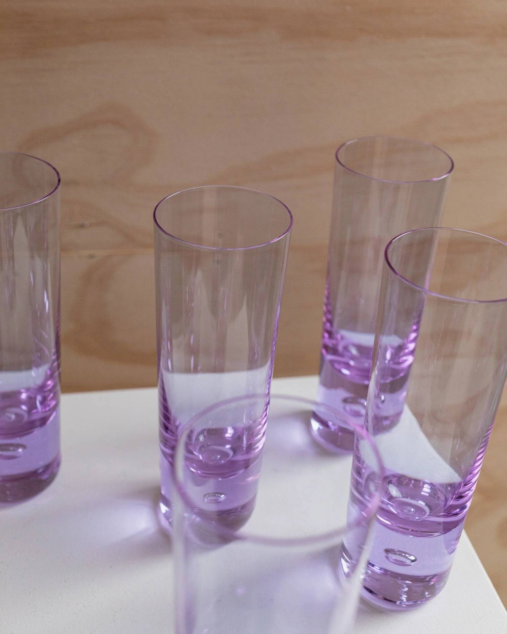 Set of 6 Vintage Alexandrite Purple Crystal Drinking Glasses - Murano Glass, 1970s Italy, Heavy Base