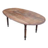 Burgundian oval farm table in 19th century solid oak with shutters - 1m93