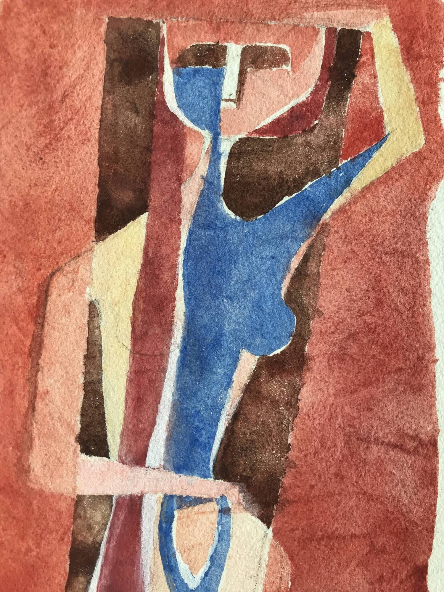 Yves Alix, Nude with raised arm, 1965. Watercolor on signed paper