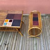 Rattan coffee table and magazine rack