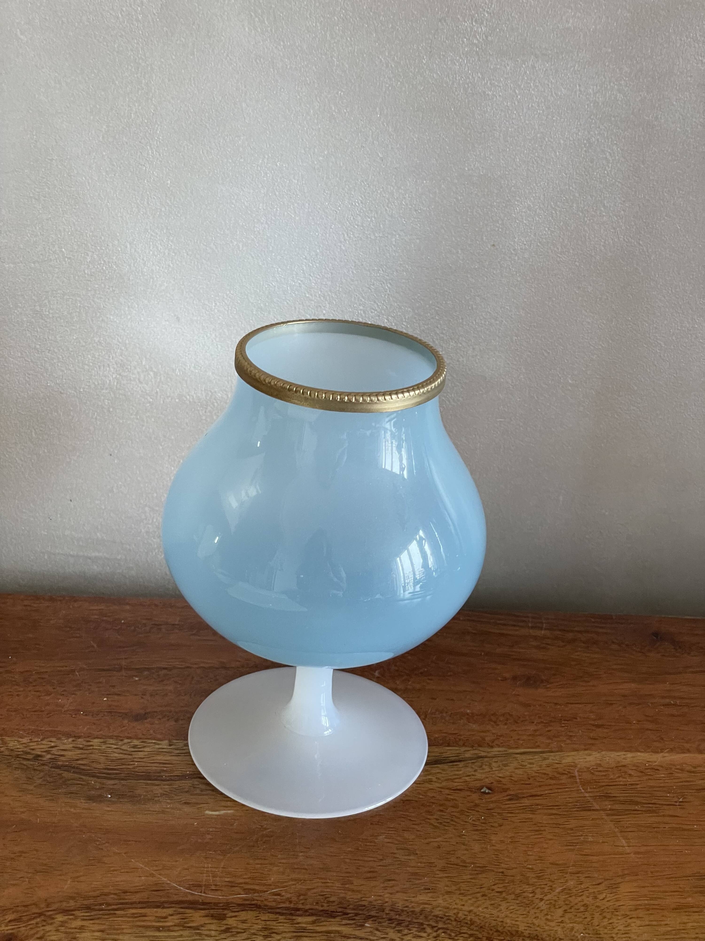 Opaline and brass cup