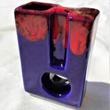 Ceramic vase year 70 blue and red design
