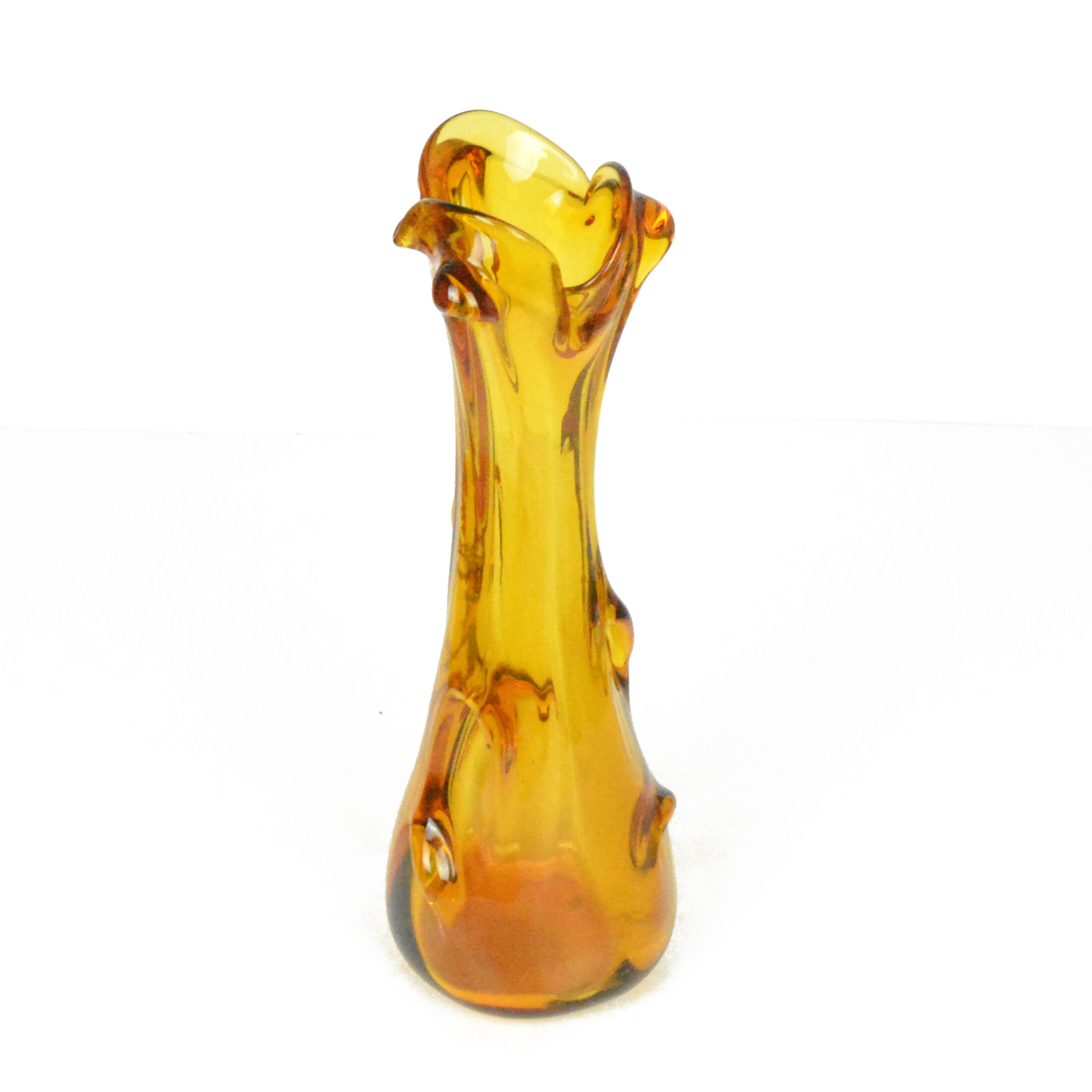 1960s modern hand-formed vase, so-called rwaniec Huta Szkła Hortensja, Poland