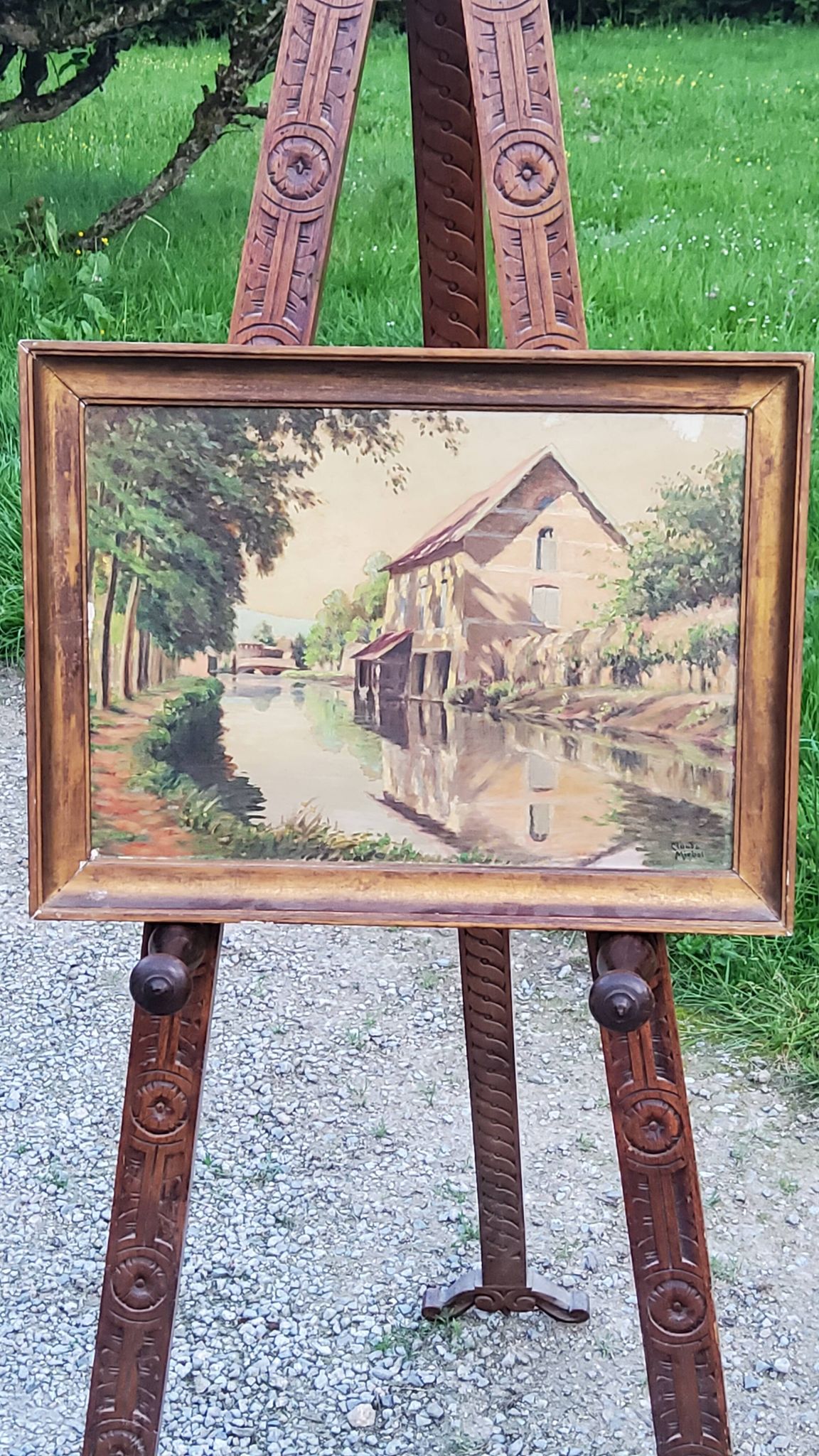 Oil on landscape panel Étampes May 1929 CLAUDE MIRBEL