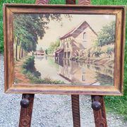 Oil on landscape panel Étampes May 1929 CLAUDE MIRBEL