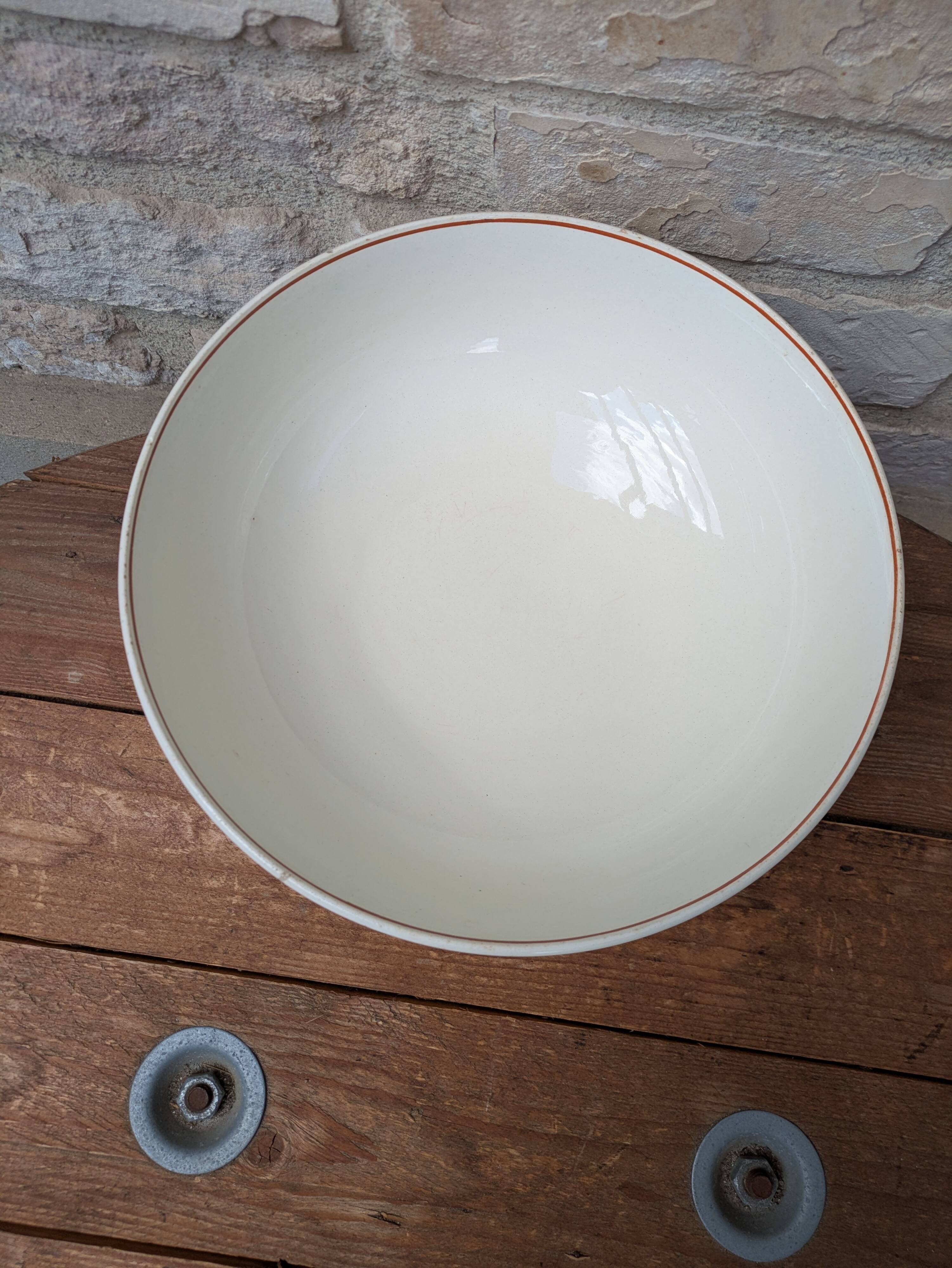 Vintage ironstone salad bowl Salins model Nénuphar 28cm