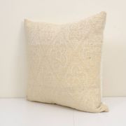 Square white kilim pillow with floral motif, handmade tribal vintage kilim pillow, boho throw pillow