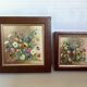 Pair of mini oil painting frames on isorel flowers by Magda Verschaeve