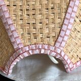 Flower applique in raffia and pink fabrics