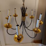 Lustre design 8 feux  métal en laiton doré