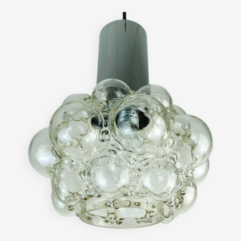 helena tynell 1960's limburg P308 bubble glass PENDANT LIGHT clear glass and chrome