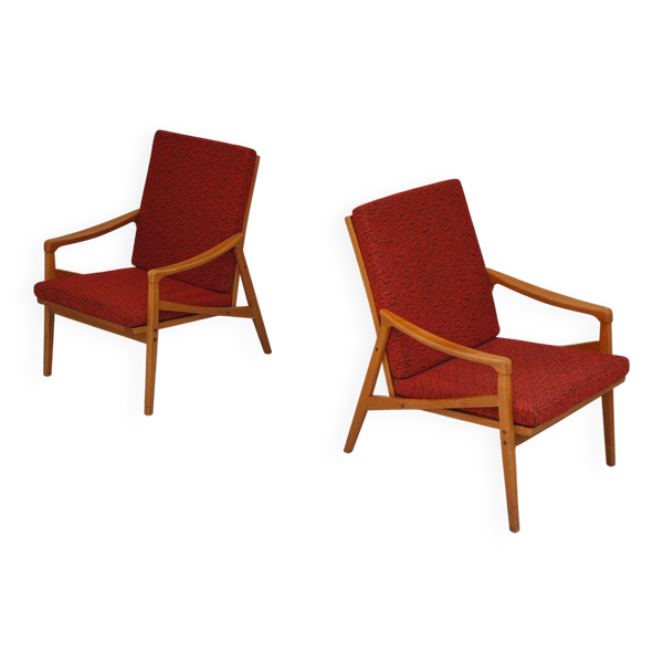 Paire de fauteuils Jiri Jiroutek rouge par Intérier Praha