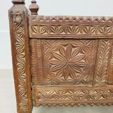 Old oriental wedding chest solid wood primitive design