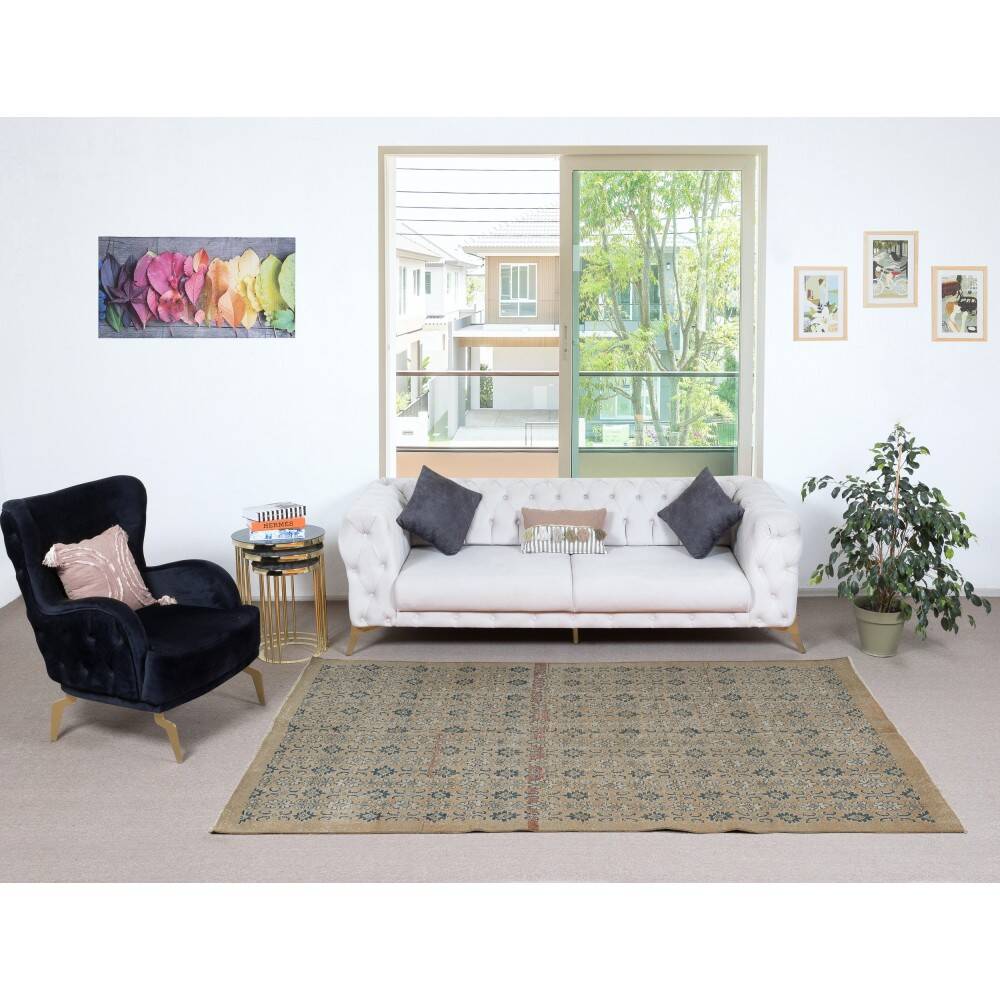 Vintage Handmade Turkish Area Rug for Living Room Decor