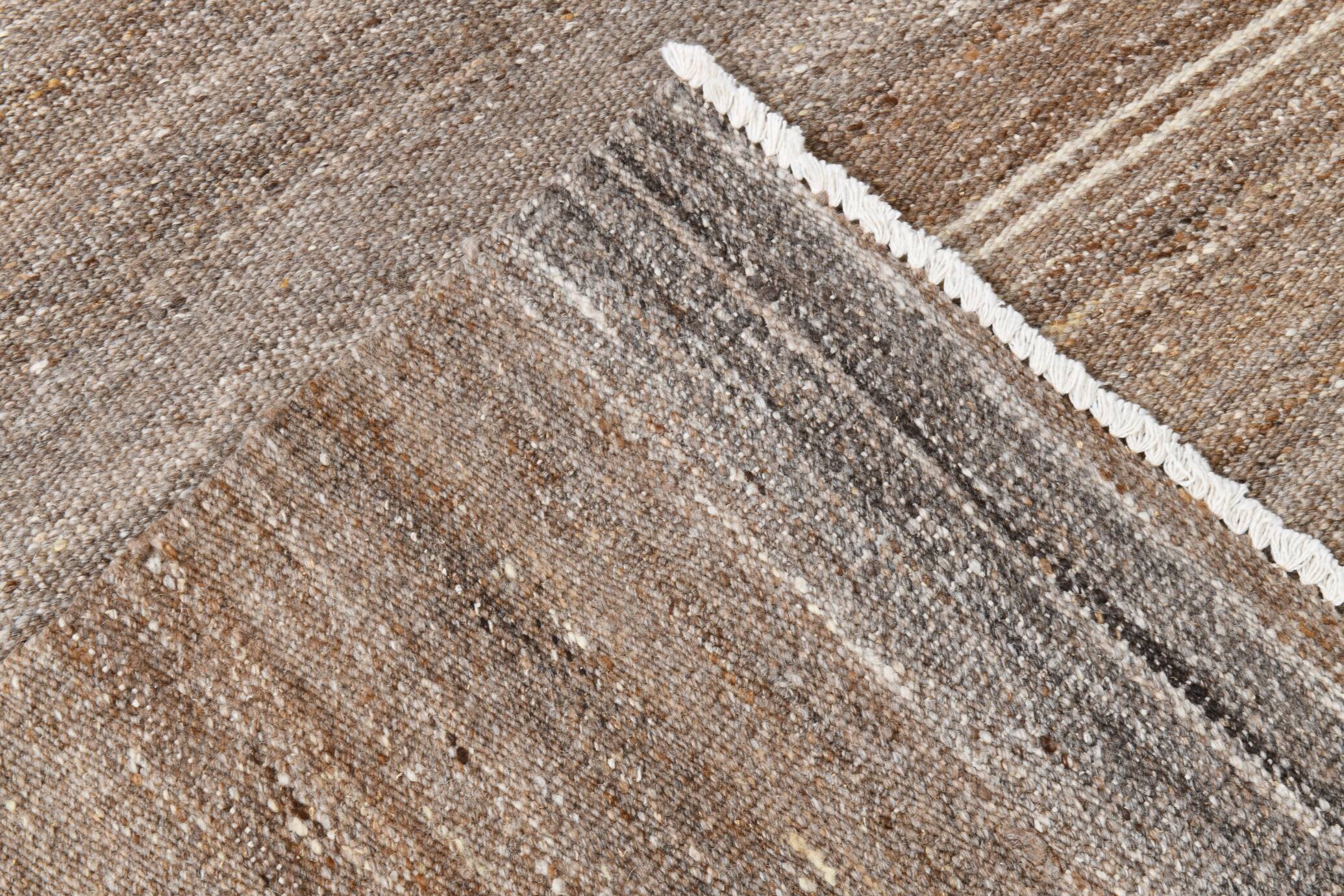 6x10 Brown and Beige Living Room Kilim Rug, 199x306Cm