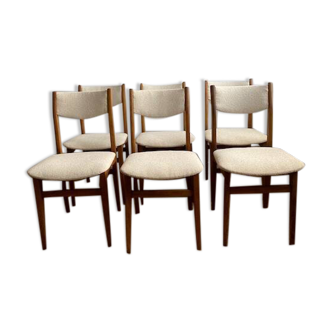 6 beech chairs, 1960s-70s
