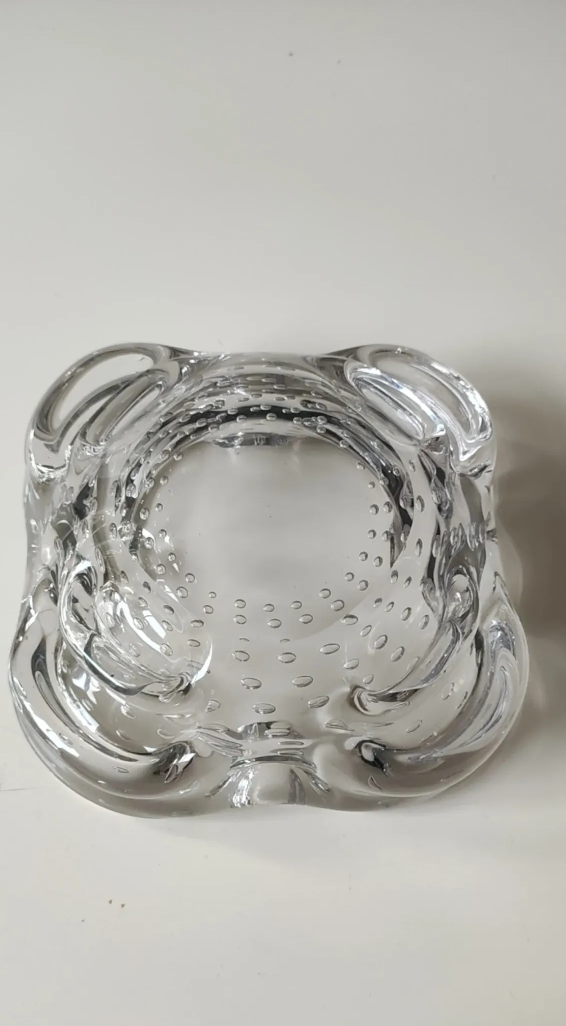 Transparent Murano Bullicante Ashtray/Small Bowl. Diameter 21 cm.