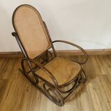 Rocking chair in wood and cane