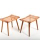 Pair of 1950s Danish Teak Oak and Cane Stools