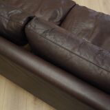 Canapé en cuir marron, design danois, années 1960, production : Danemark