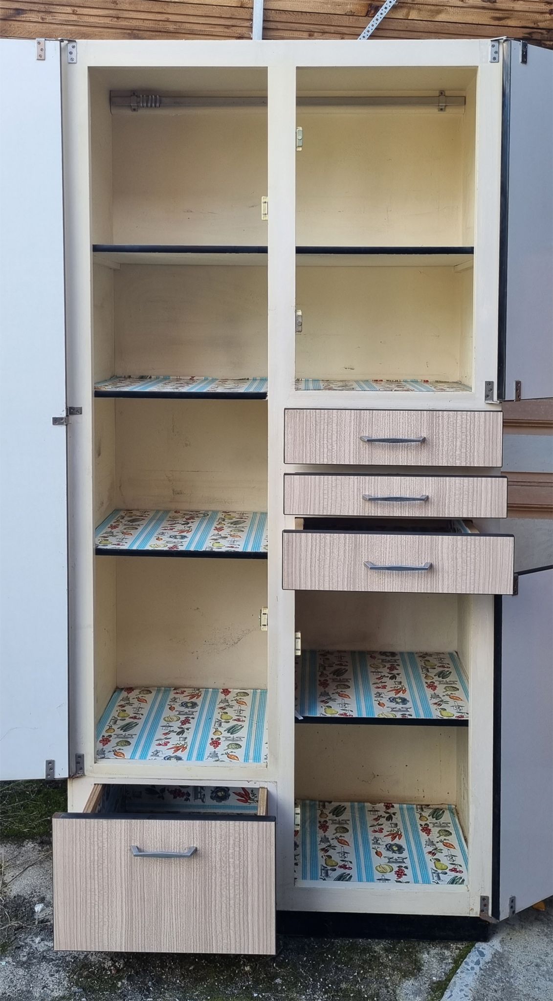 Formica sideboard, one body, formica, beige white weave, vintage, 70s