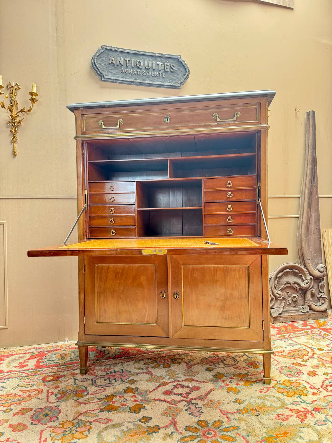 Lebrund Jean-Baptiste Louis XVI period mahogany secretary stamped